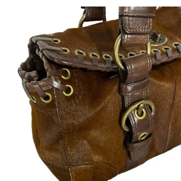 Coach Rare Limited Chelsea Abbey Calf Hair Satchel Brown Leather Laced Bag - Picture 14 of 14